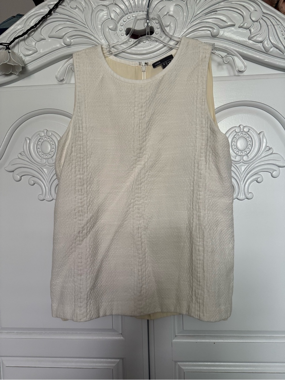 Vince Cream Textured Sleeveless Tank Top